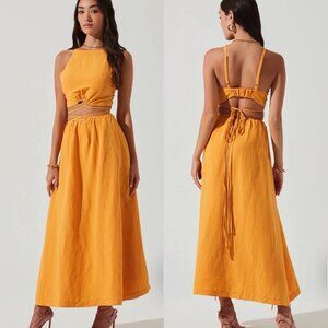 Astr the Label Marigold Divine Tie Waist Crop Top & Maxi Skirt Matching Set